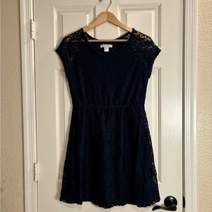 Adam Levine Collection Dark Blue Lace Mini Dress